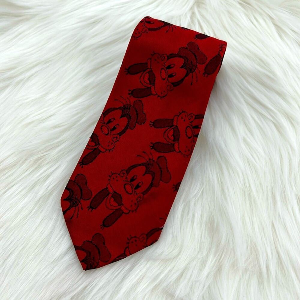 Vintage Disney Balancine The Tie Works Made in USA Goofy Tie - Red